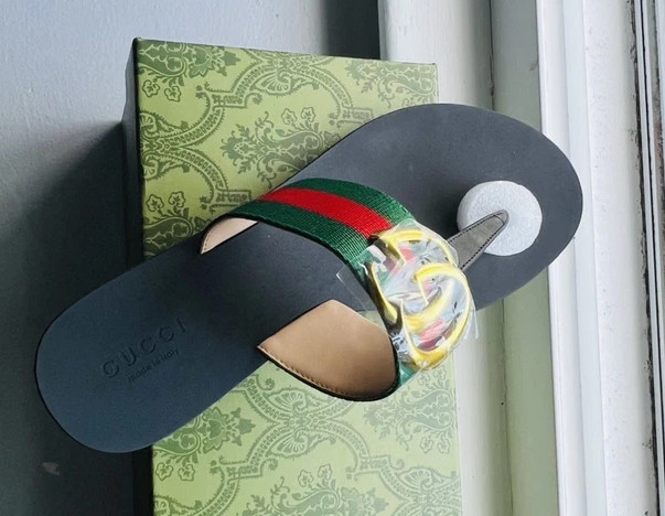 Gucci Women’s Web Stripe Flip Flop Sandals Red Green Size 9us 40eu Black