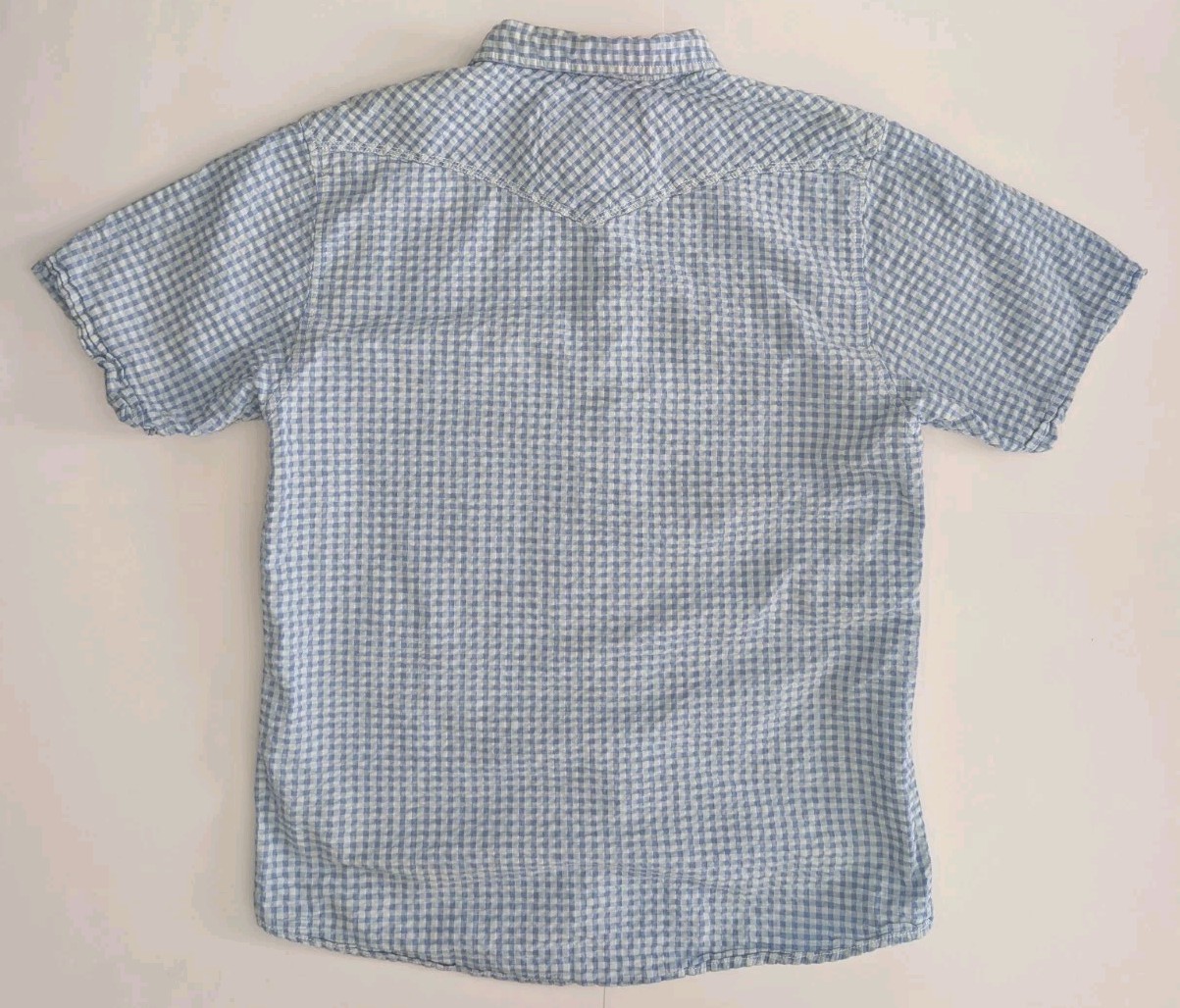 Bubble Gauze Gingham Check Pearl Snap Western Shirt XL Short Sleeve Company 81