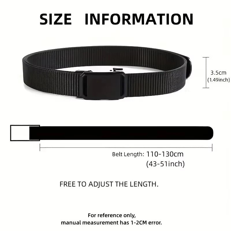 Mens Ratchet Belt Nylon Web Belts for with Automatic Slide Buckle Tactical Belt*