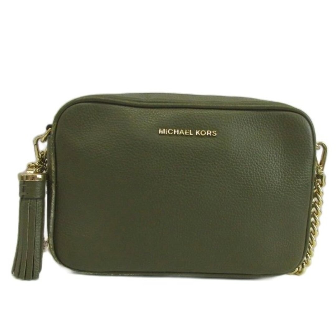 Michael Kors Jet Set Camera Bag Shoulder Leather Tassel Chain Logo Gold Used ef8