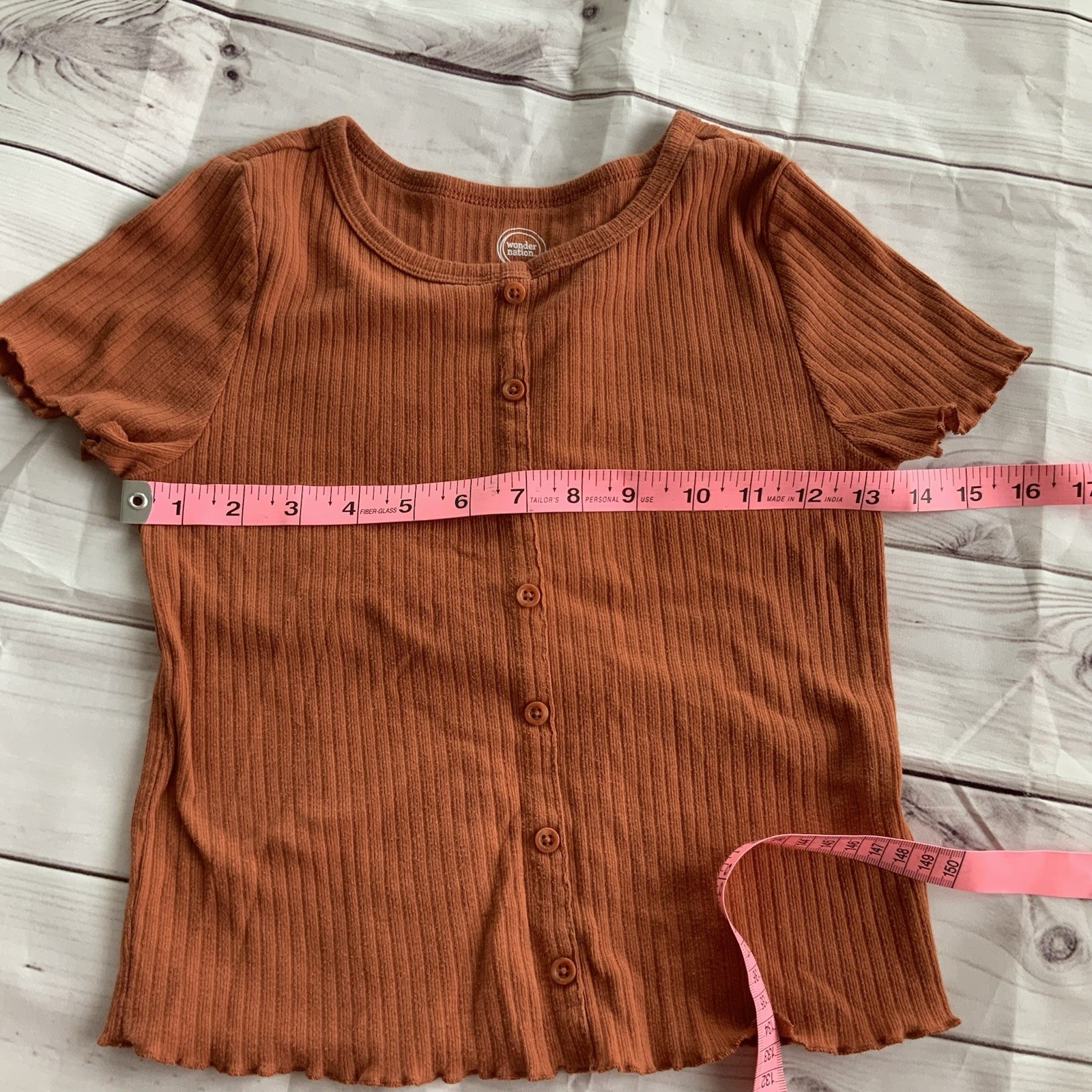 Girls Wonder Nation Cotton Orange Short Sleeve Top Stretch Size Large 10/12 Knit