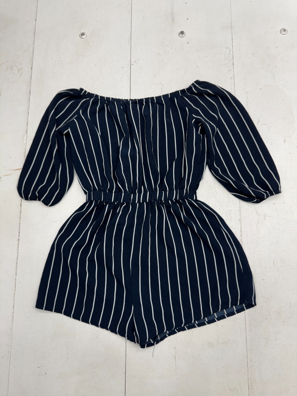 Toxik3 Dark Blue White Striped One Piece Romper Womens Size Medium