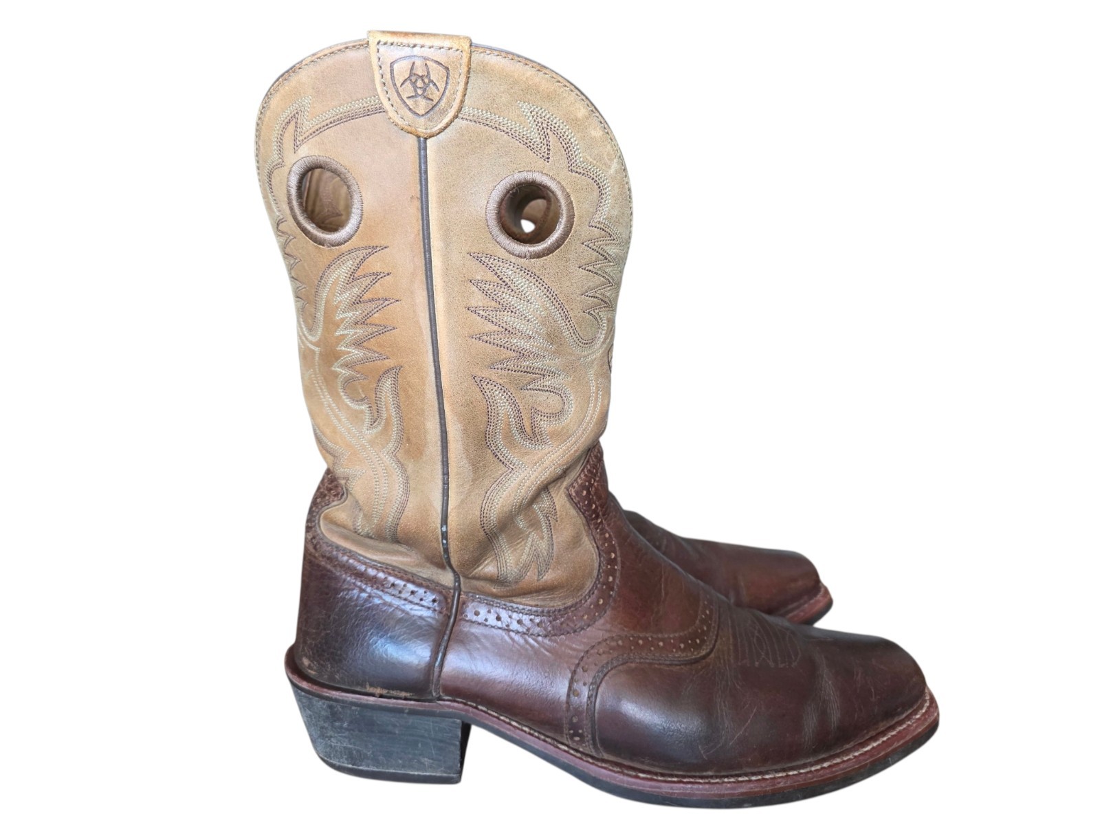 ARIAT ROUGHSTOCK BROWN BULLHIDE LEATHER SQUARE TOE COWBOY BOOTS #34828 MENS 13EE