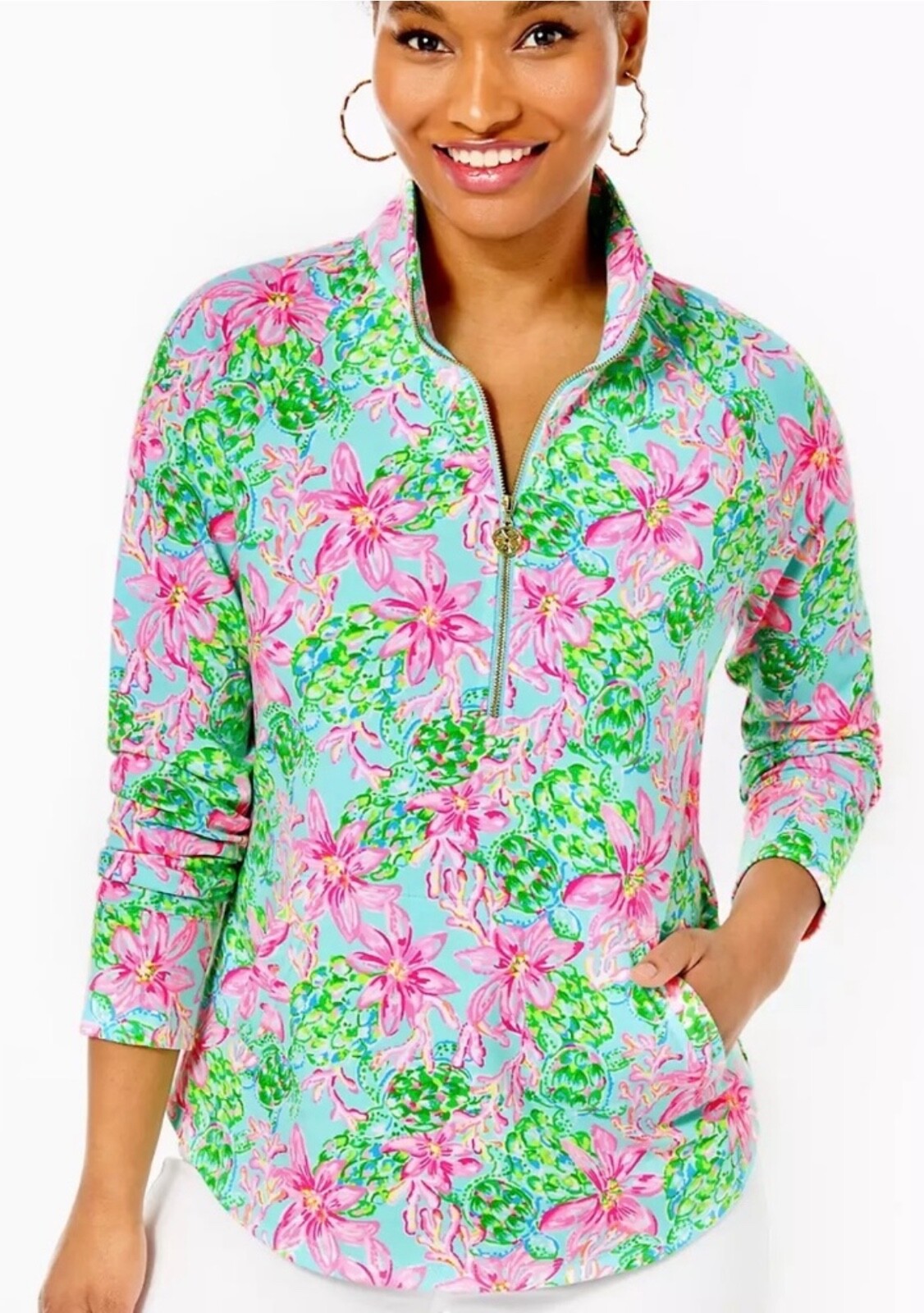 Lilly Pulitzer NWT UPF 50+ Skipper Popover So Shellegant Size L
