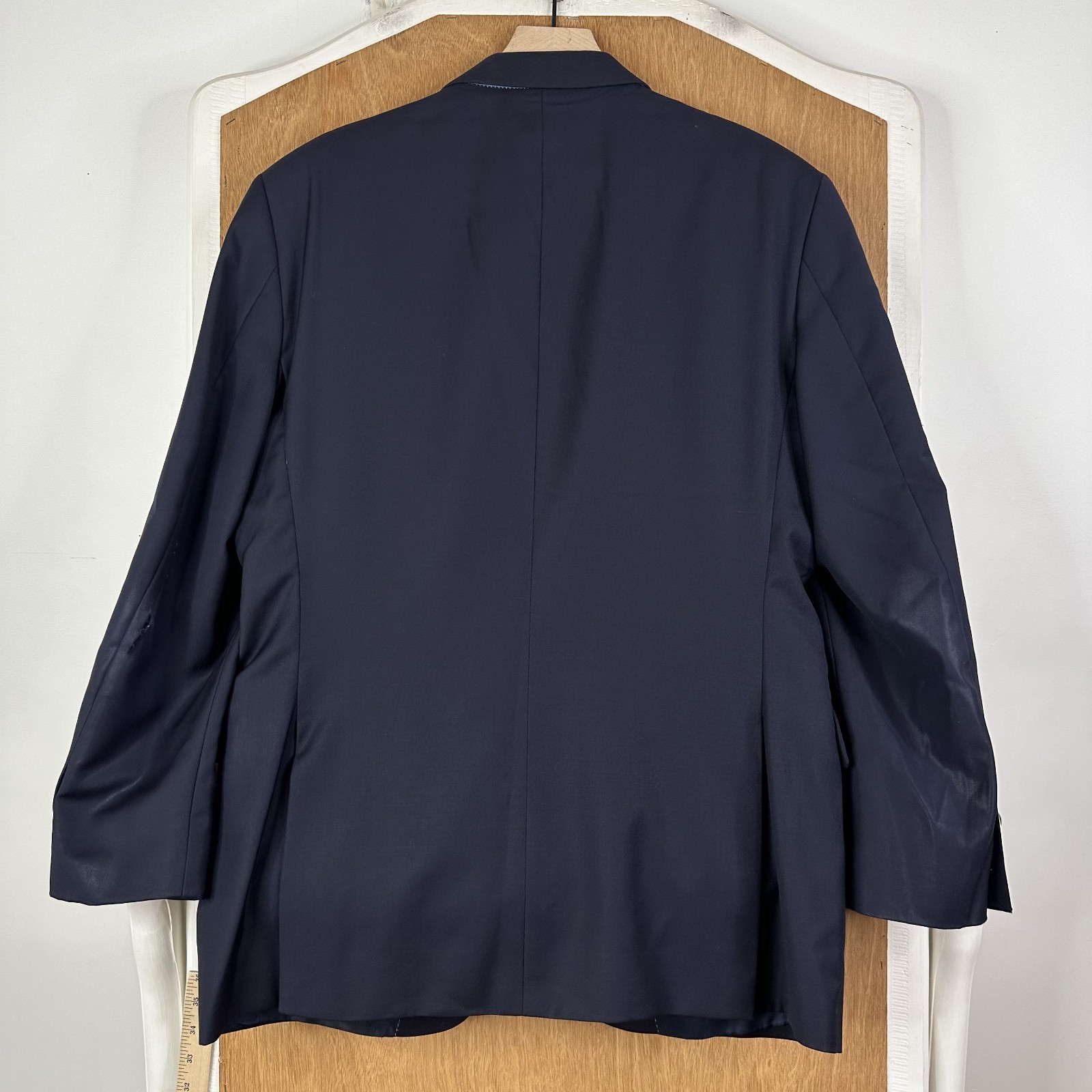 Peter Millar Blazer Mens 42R Navy Blue Solid 2 Button 100% Wool Canvased Jacket