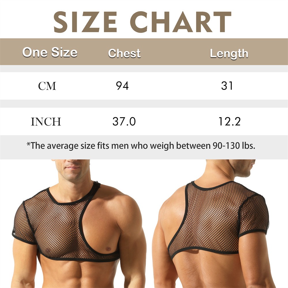Mesh/pvc Leather Mens Sexy Open Chest Slim Fit Top Vest Fitness Club Sports Vest