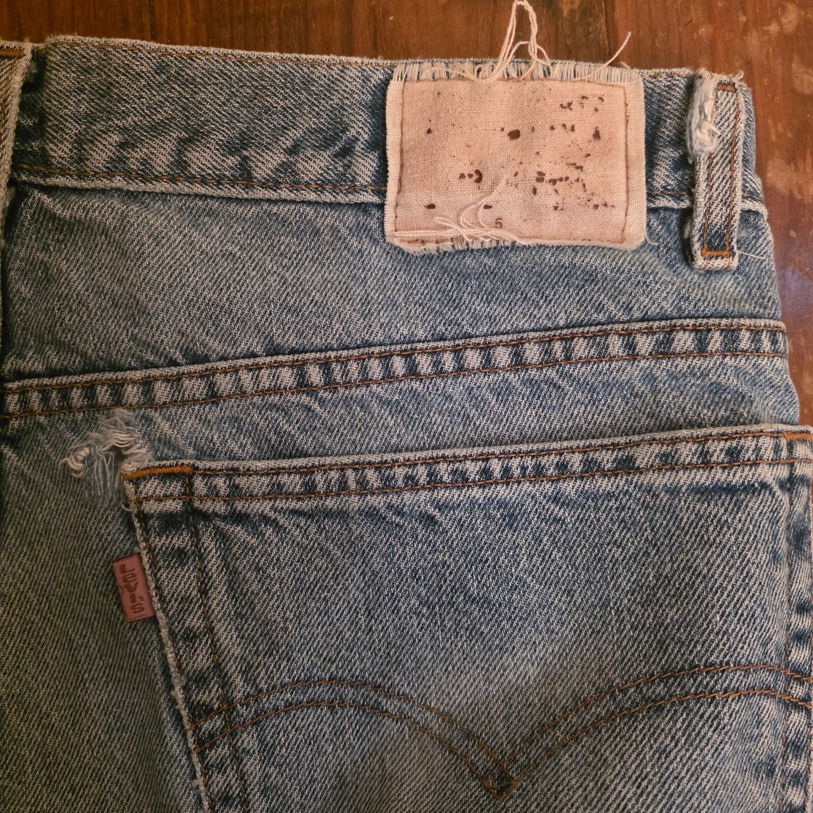 Vintage Brown Tab 1990s Levi’s Brown Tab Jeans 40×34 Naturally Distressed Paint