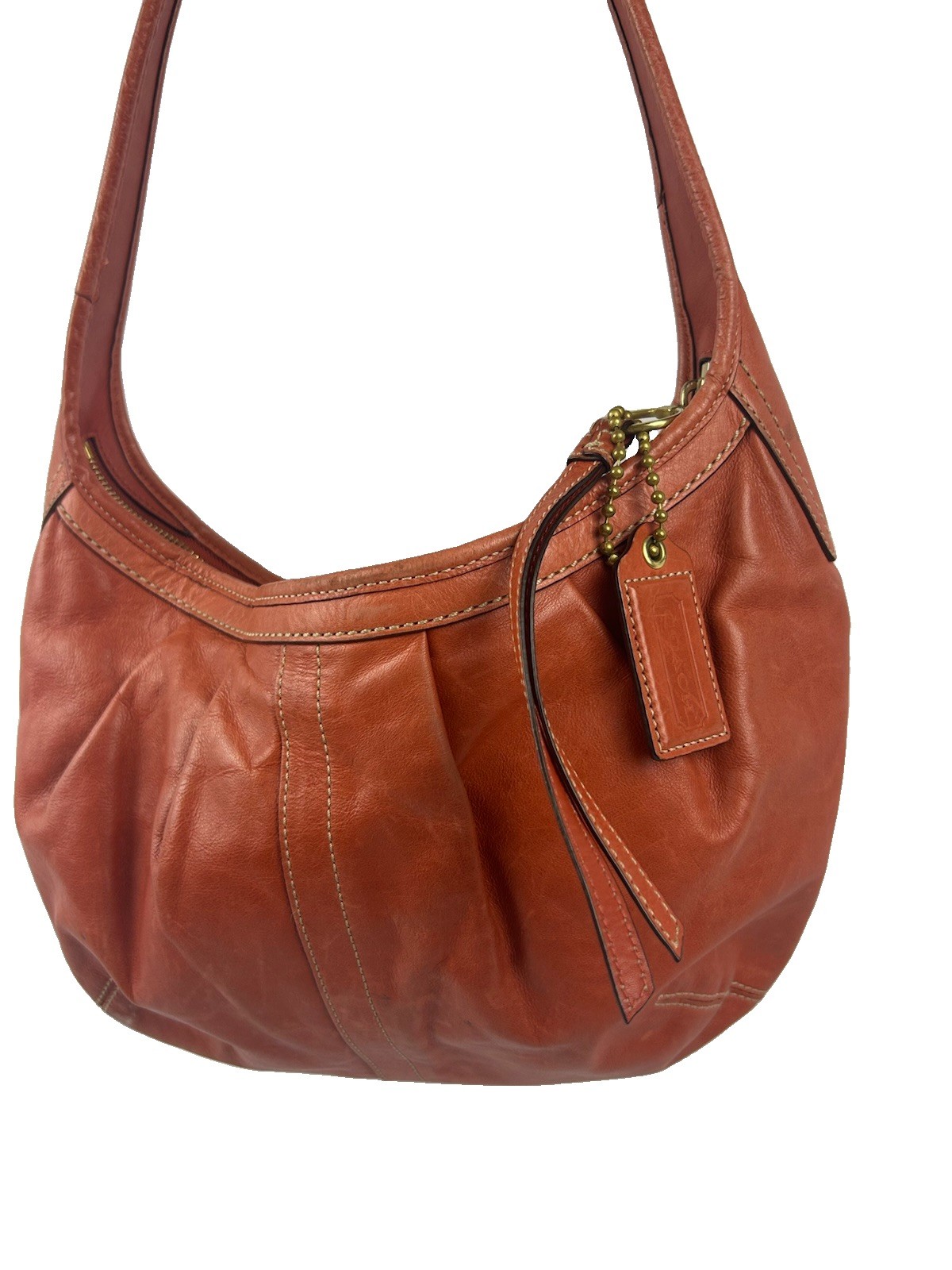 COACH Vintage Ergo Pleated Hobo Leather Shoulder Bag 12236 Burnt Orange