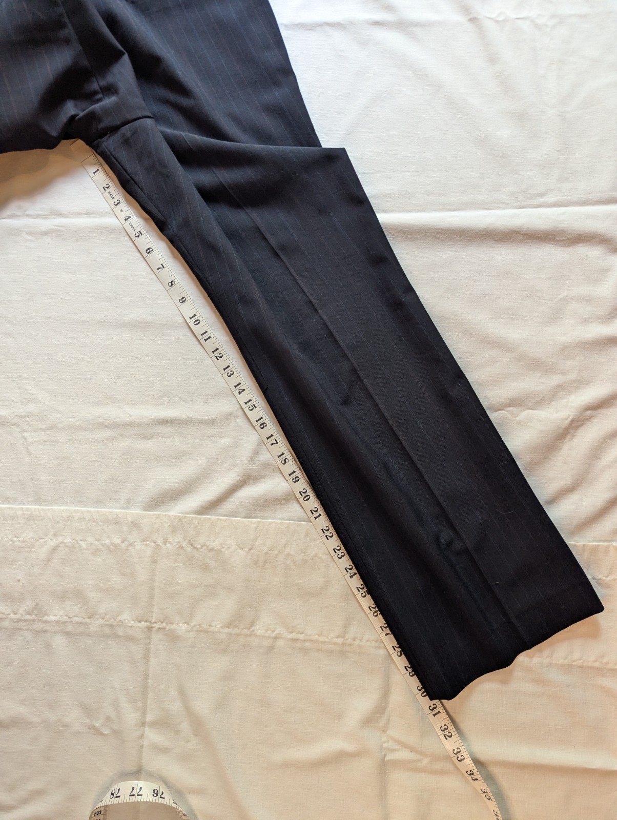 TownCraft Men’s Black Pinstripe Suit Jacket & Pants, Multicolored Pinstripes