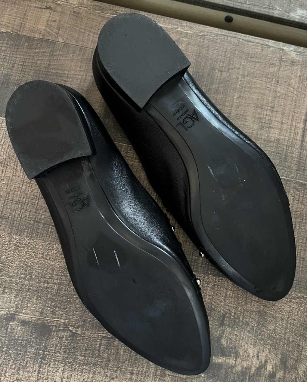 AGL Shoes Womens Black Leather Loafers Pointed Toe Slip On Casual Italy US 8
