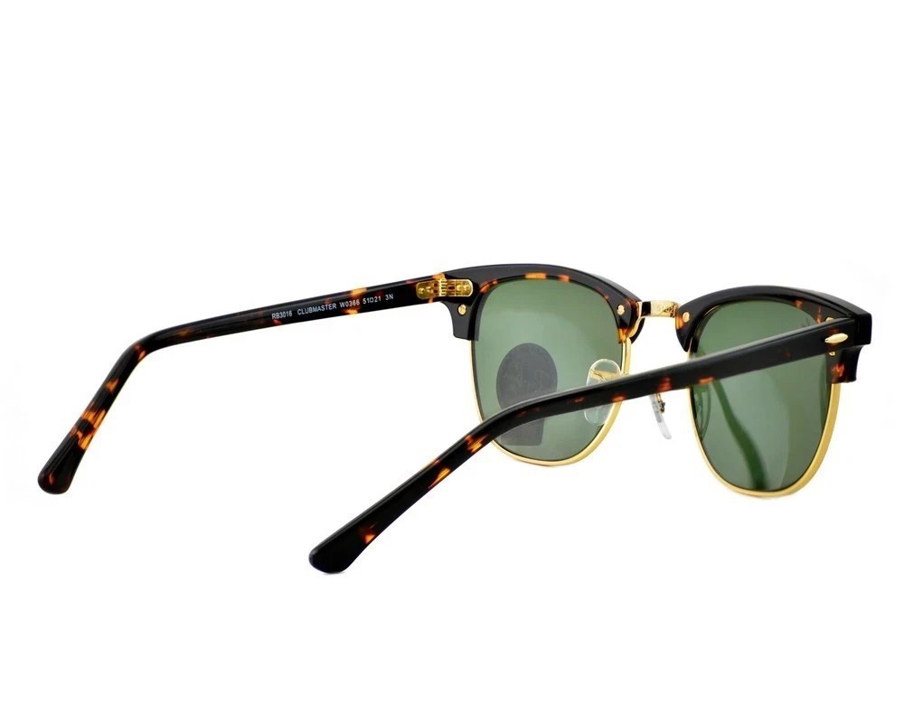 Ray-Ban Sunglasses Clubmaster Classic Tortoise Frame Green Lenses RB3016 51mm