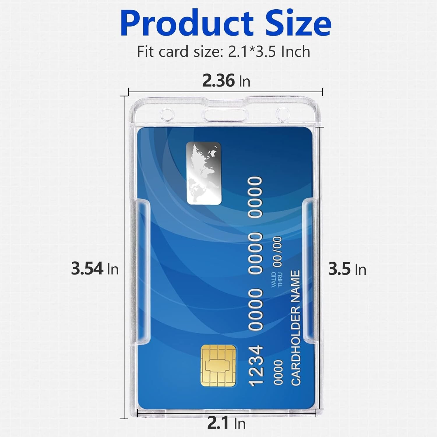 2 Pack Hard Plastic Badge Holders Heavy Duty Clear ID Credit Card Protector