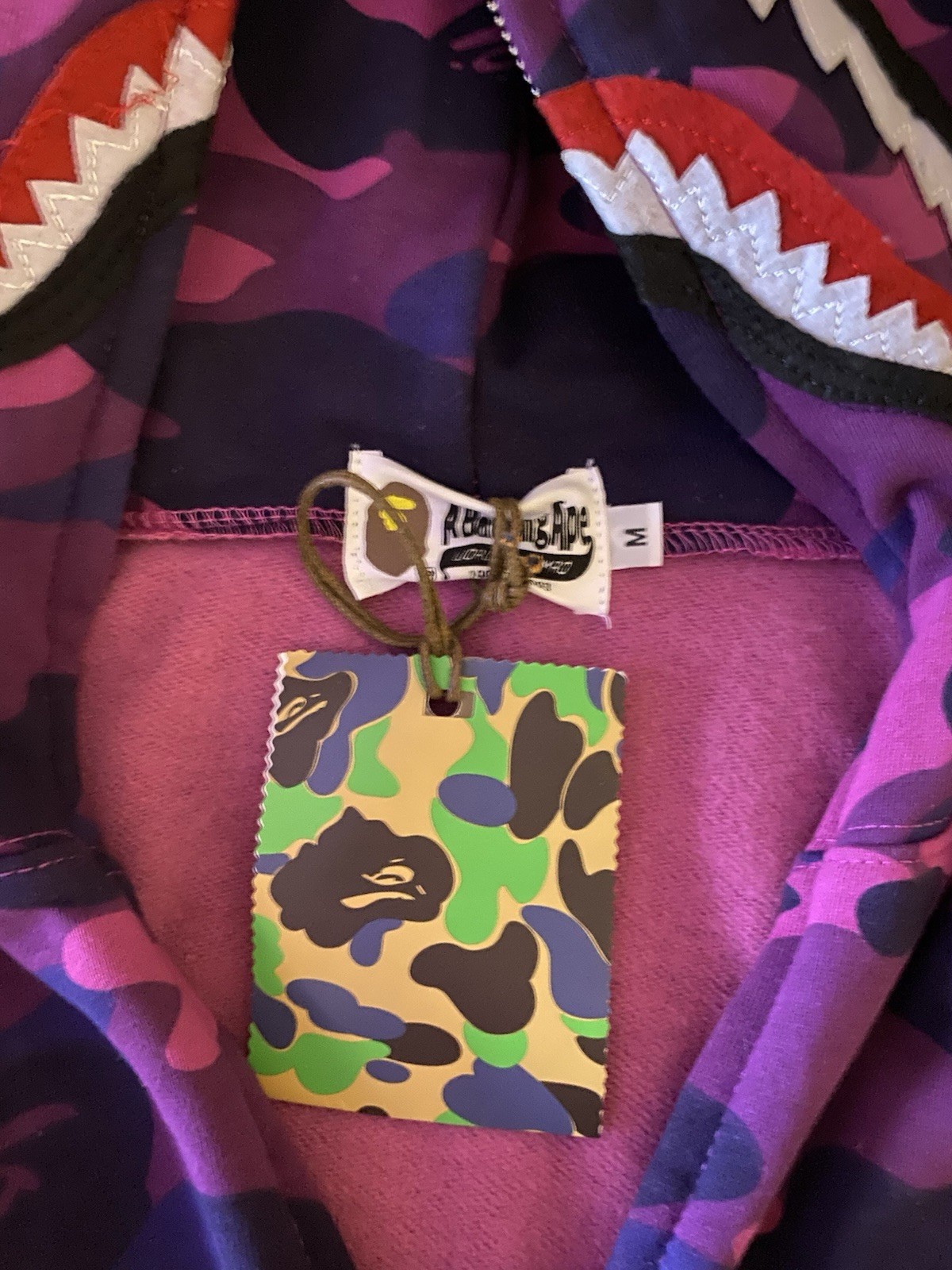 A Bathing Ape BAPE Purple Camo Shark Full Zip Hooded Hoodie Men’s M