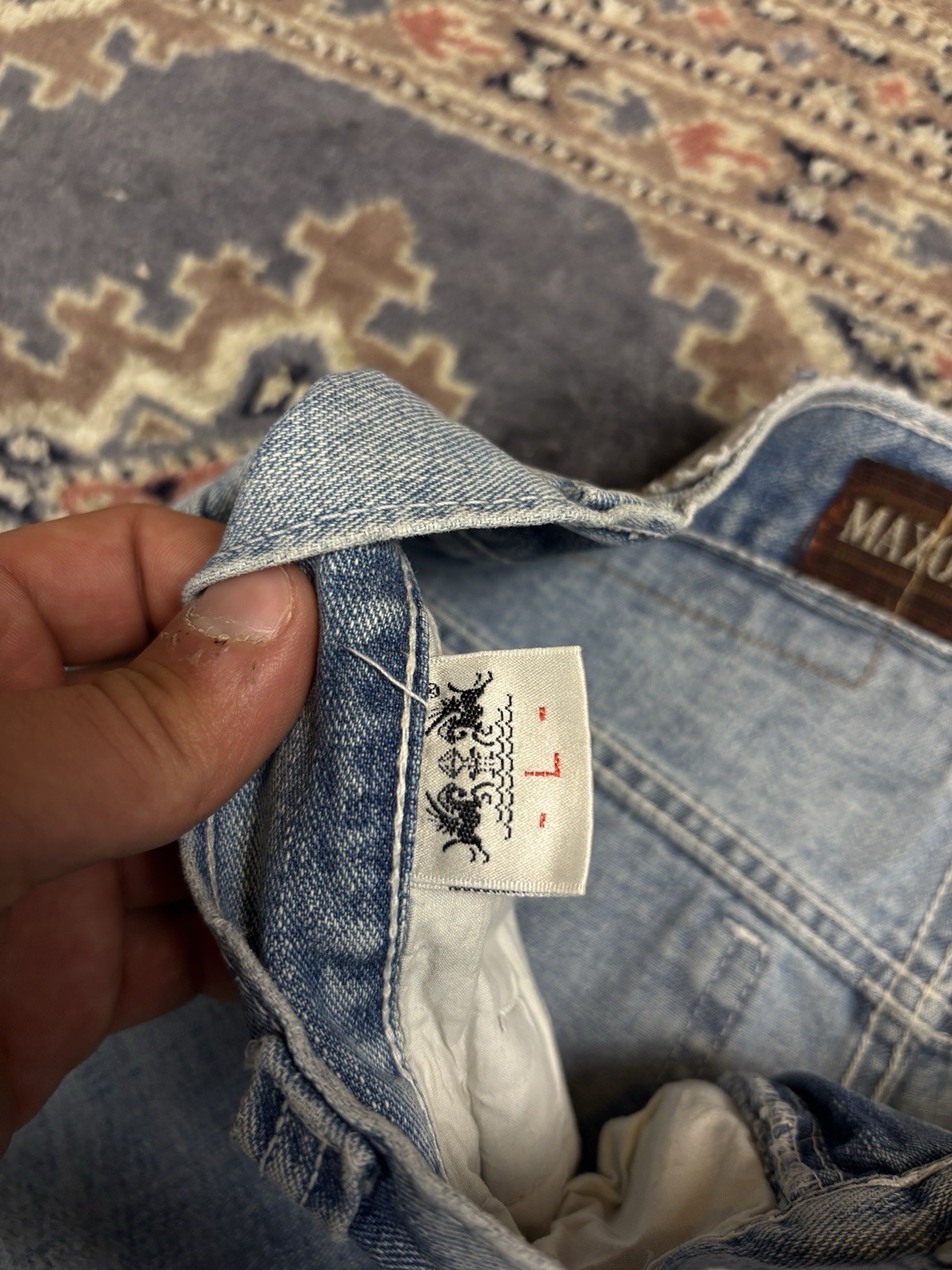 Maxon Baggy Cargo Jeans Y2K Vintage Wide Leg Light Wash Denim L