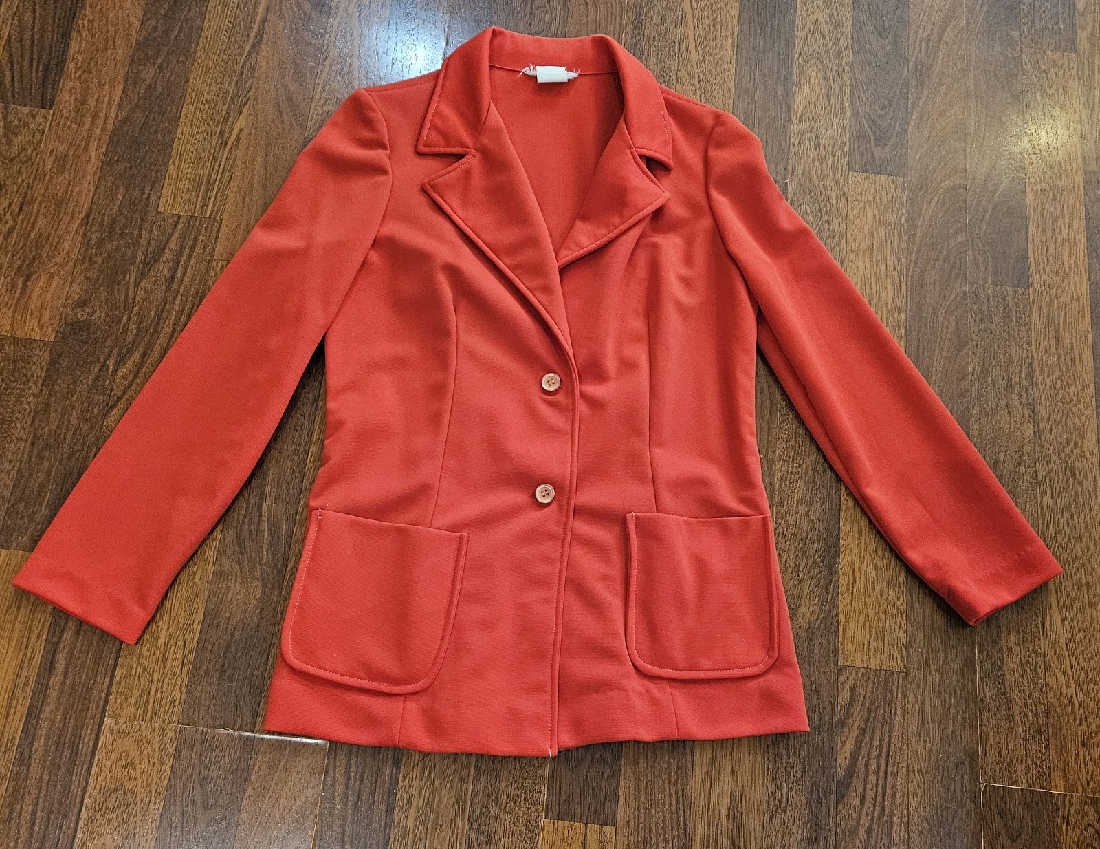 Vintage 70s Burnt Orange Red Polyester Leisure Suit Jacket 14/36 ~med 70’s Disco
