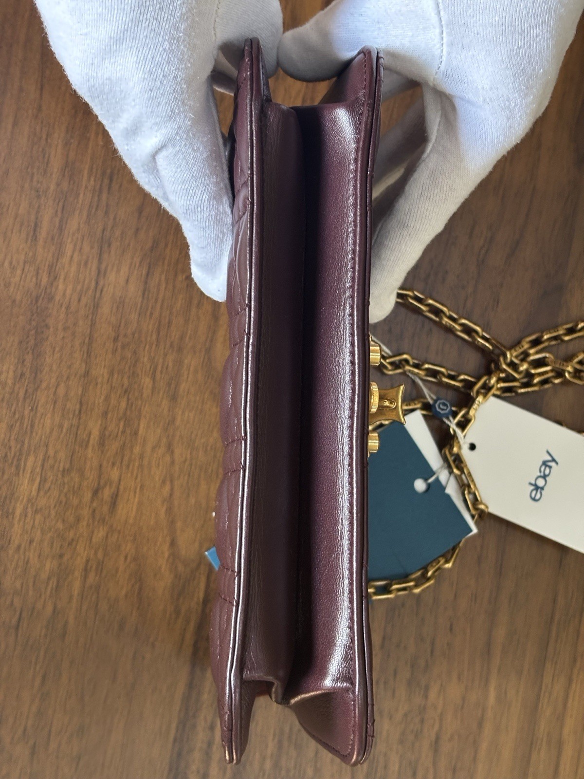 Dior Addict Quilted Cannage Burgundy Chain Shoulder Bag Gold Hardware Clasp
