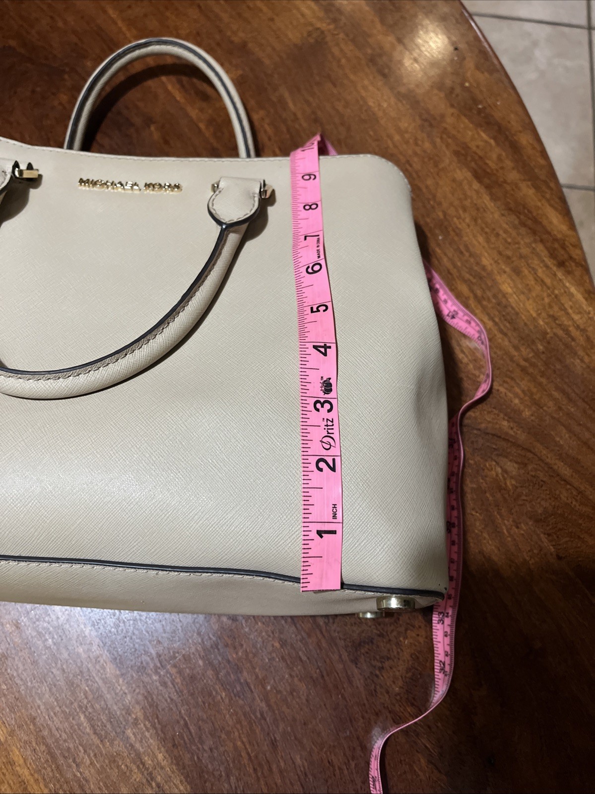 Michael Kors Savannah Medium Saffiano Taupe Satchel Leather Handbag*READ