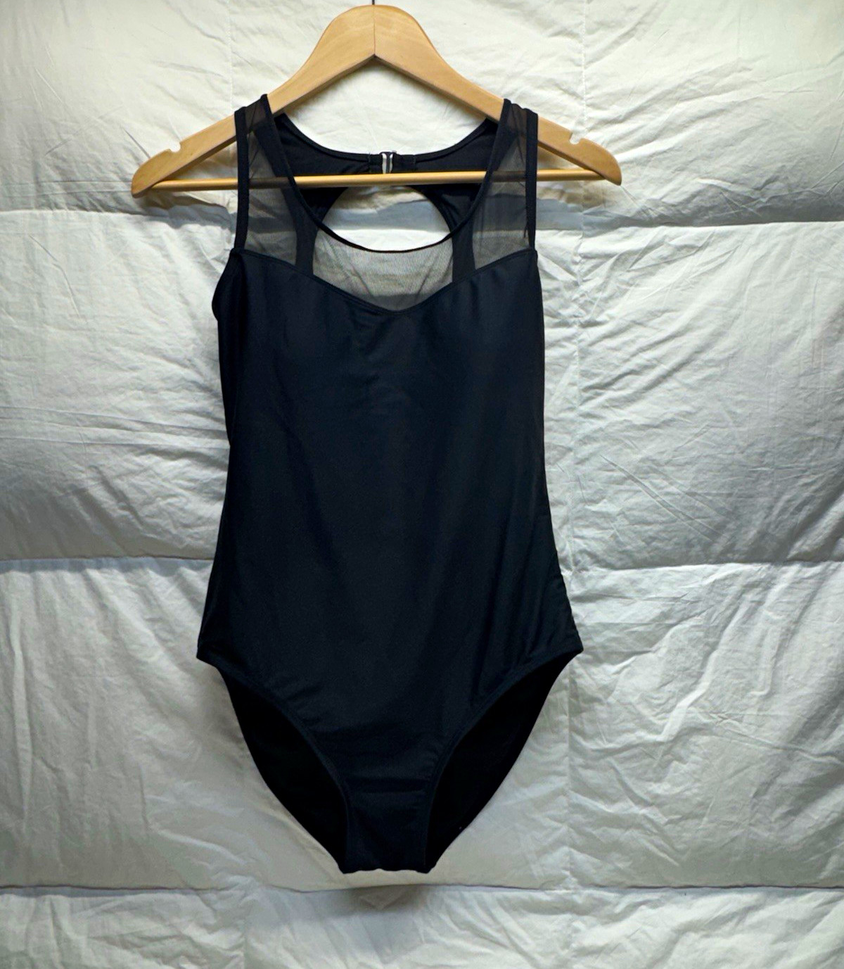 Catalina Women’s Black One Piece Swimsuit Mesh Yoke Cutout Back Lined M 8/10