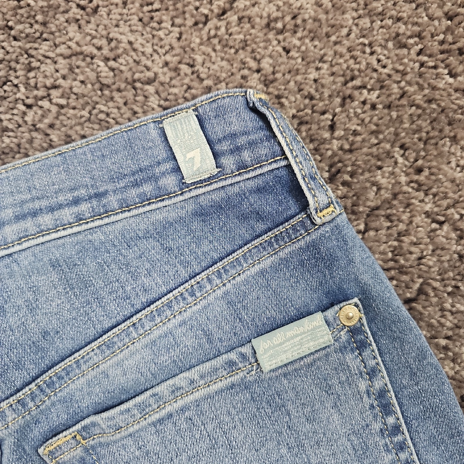 7 For All Mankind Jeans Womens 24 Cropped Straight Light Wash High Rise 23×26