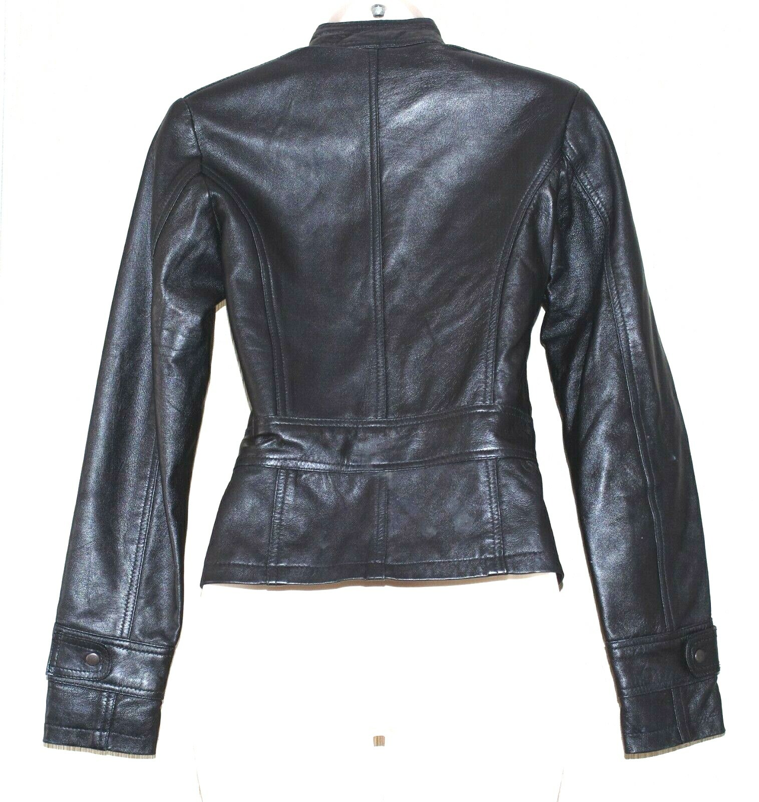 Superior New York Black Leather Cropped Jacket Women’s Bomber Size:XS