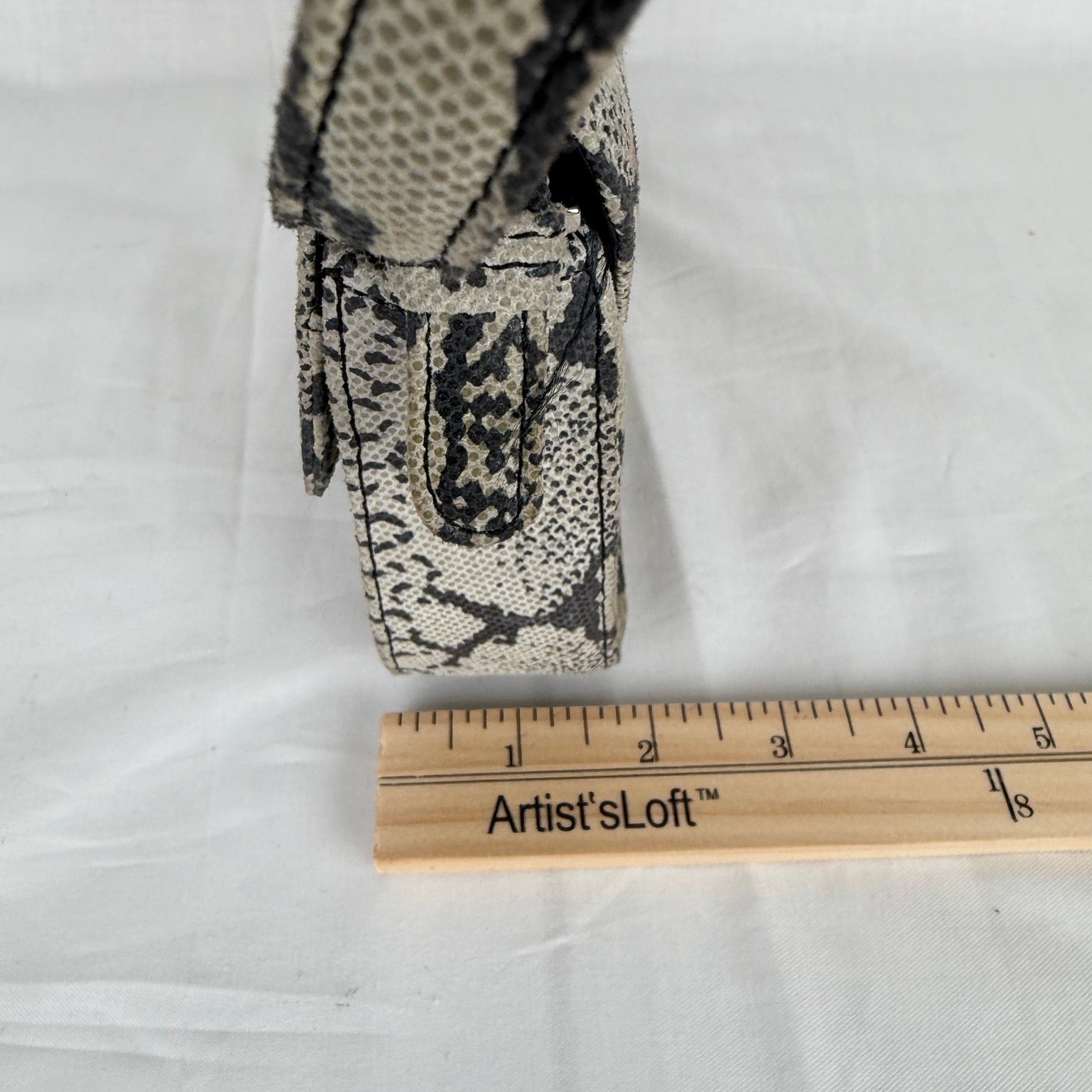 Unbranded Faux Snakeskin Baguette Shoulder Bag Python Print Silver FF Buckle