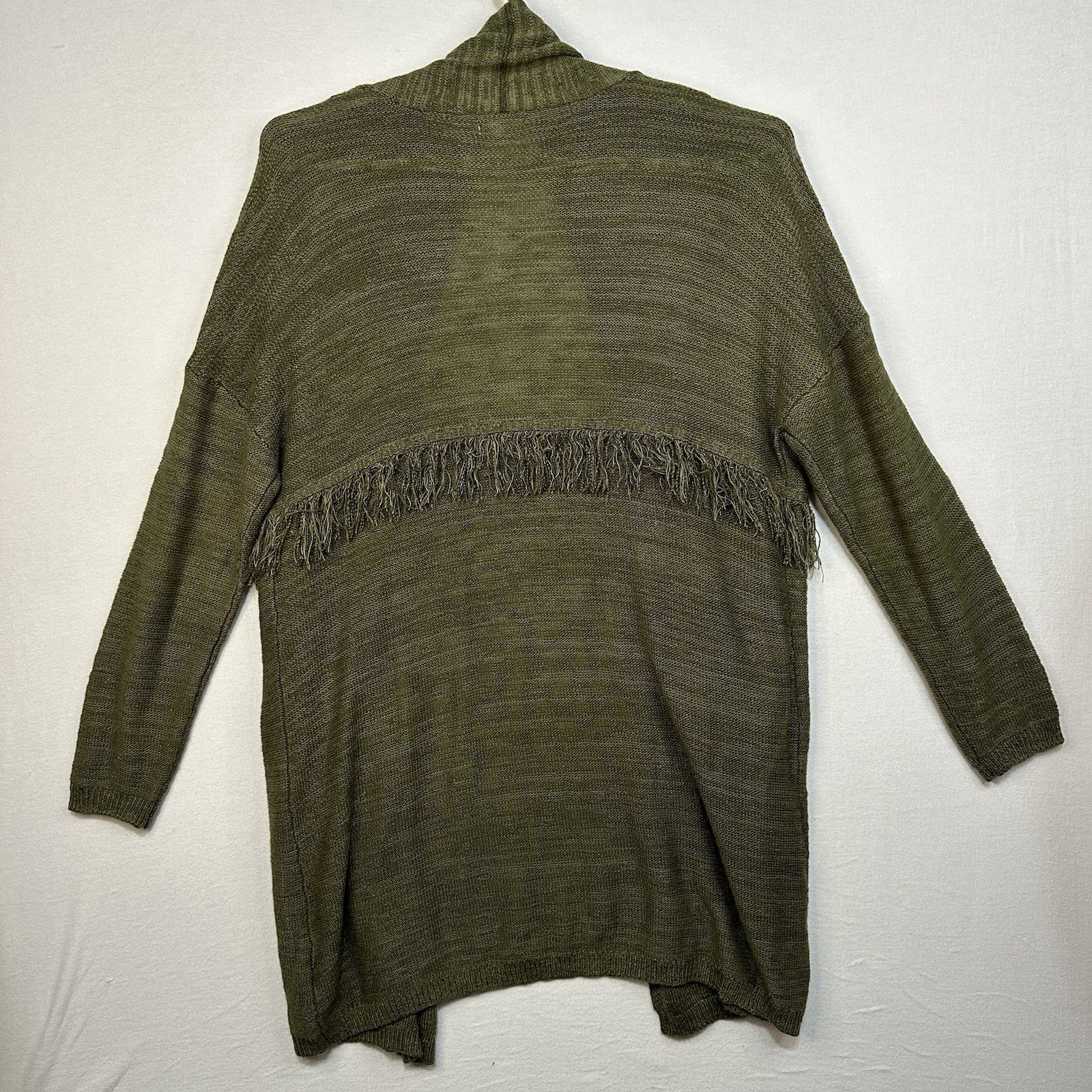 Maurice’s XXL Women’s Open Front Olive Green Cardigan With Fringe Sweater