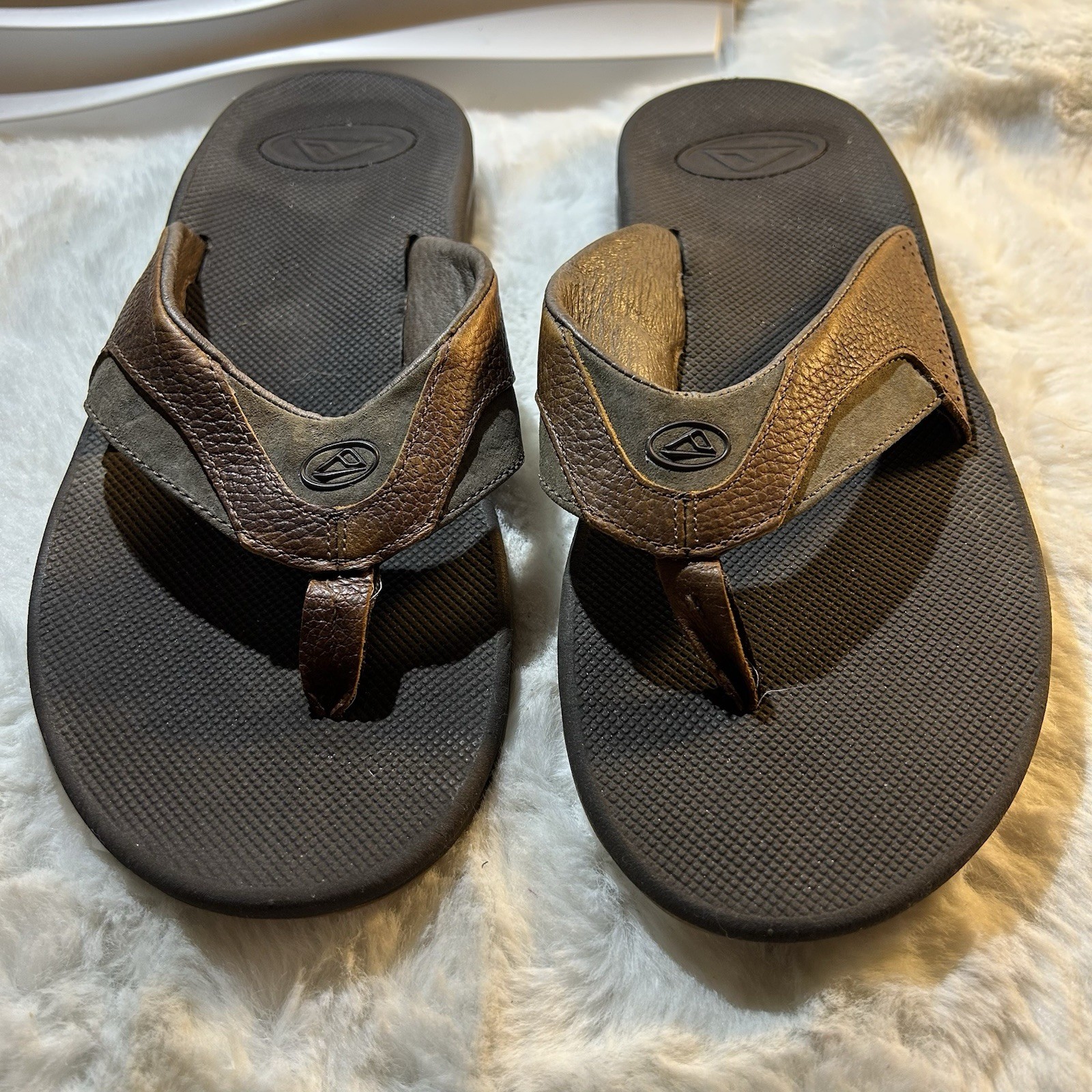 REEF Fanning Flip Flop Thong w/ Bottle Openers- Brown w/ Gum Sole – 12” Length