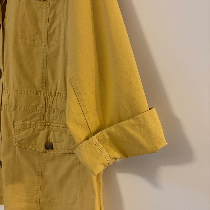 Talbots Mustard Utility Jacket 1X NWT Roll-Tab Sleeves Safari Style Retails $159