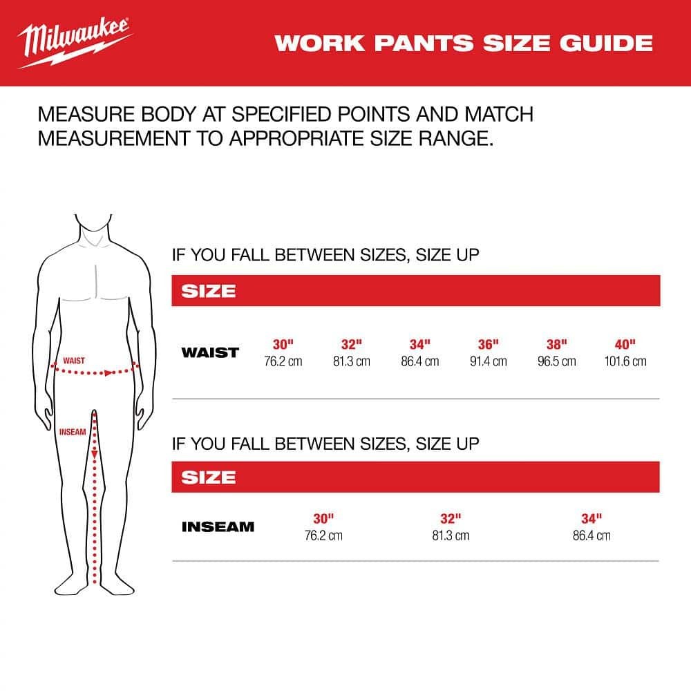 Milwaukee Men’s 36 in. x 30 in. Gray Cotton/Polyester Work Pants with 7 Pockets