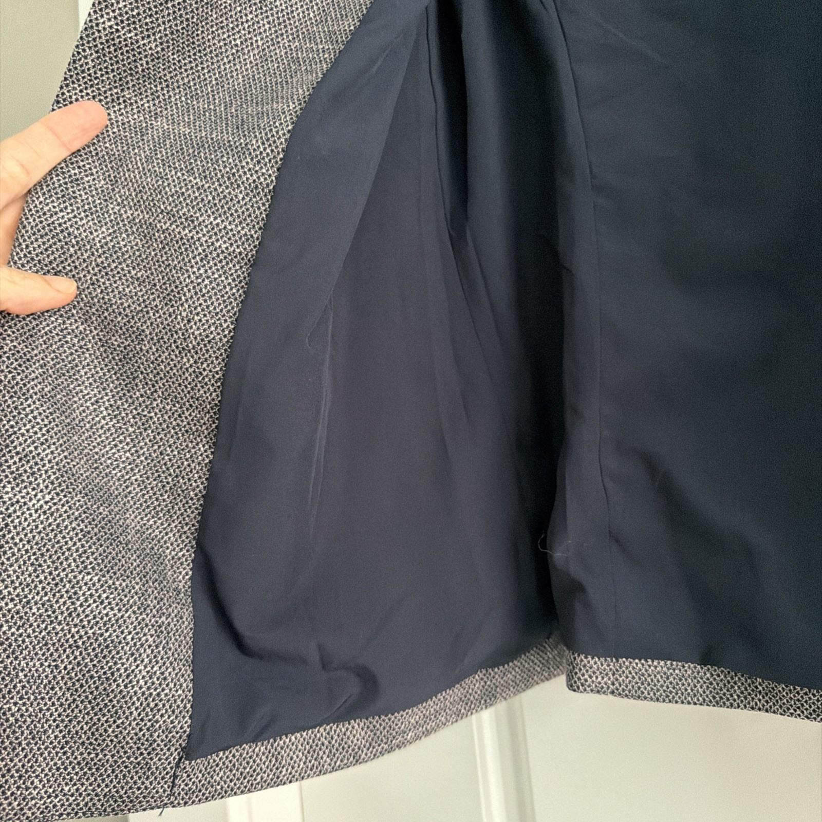 Skies Are Blue Black Knit Blazer Jacket Ruched Sleeve Open Front Small