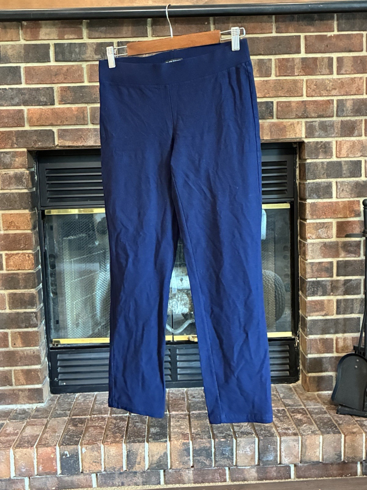 Karen Kane Navy Blue Solid Pull-On Flat Front Straight Leg Dress Pants XS 27″