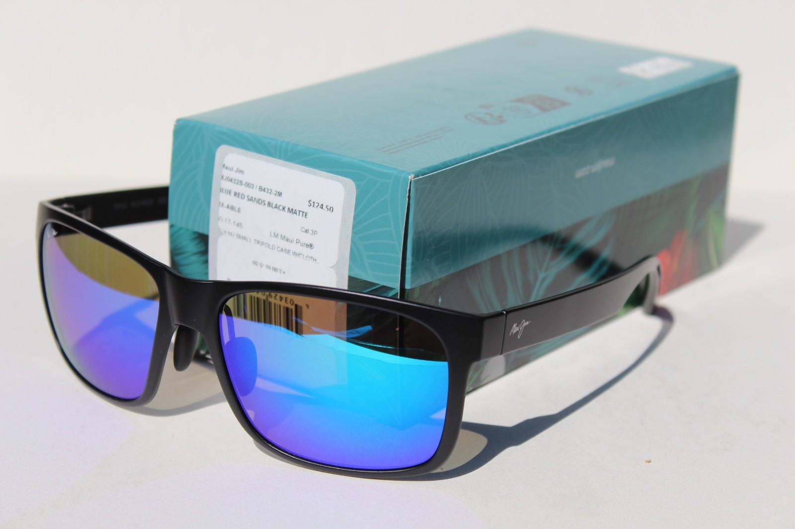MAUI JIM Red Sands POLARIZED Sunglasses B432-2M Matte Black/Blue Hawaii NEW