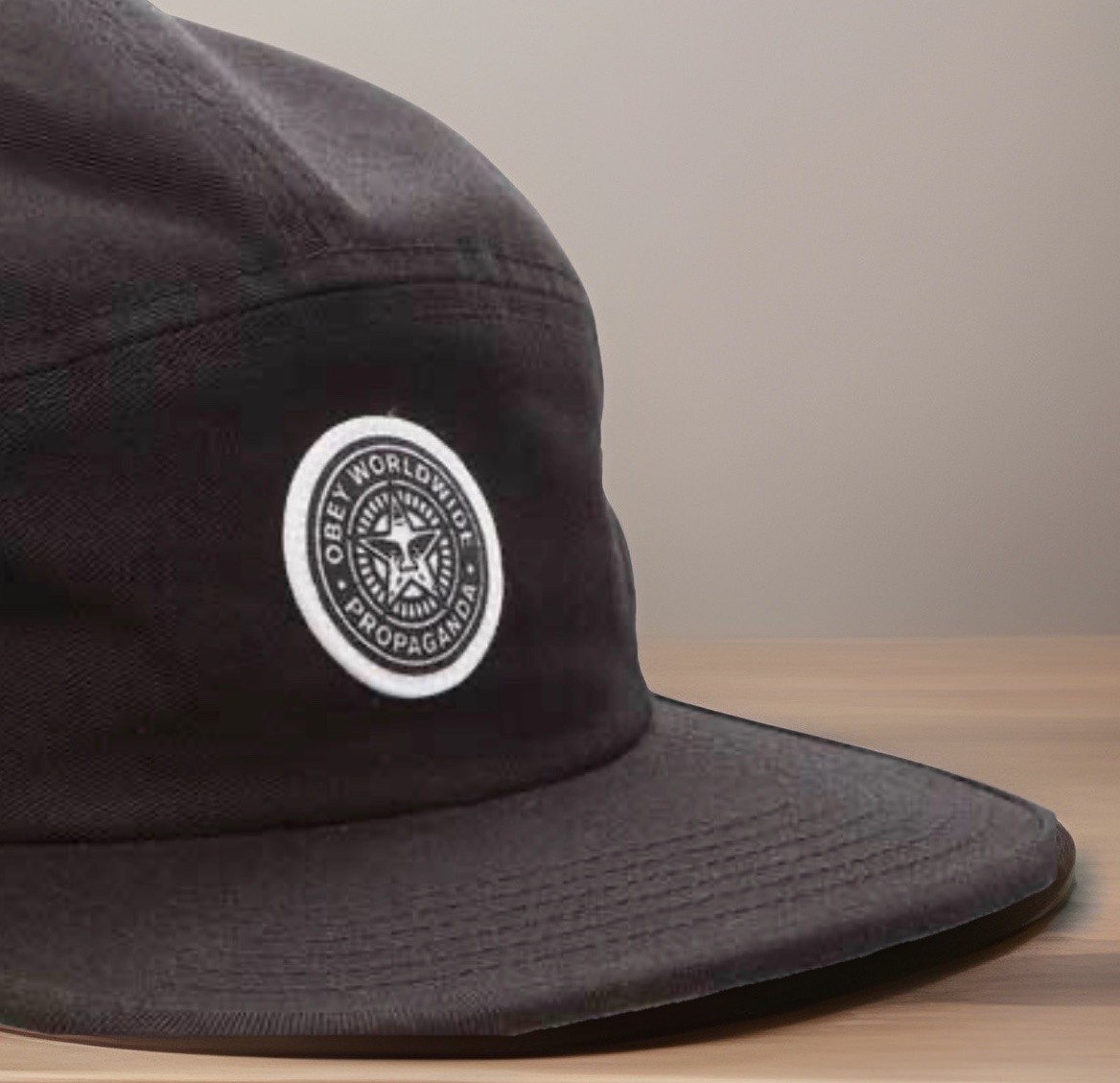 OBEY PROPAGANDA Hat Adult OS Black Icon Star Logo 5 Panel Adjustable Camper Cap