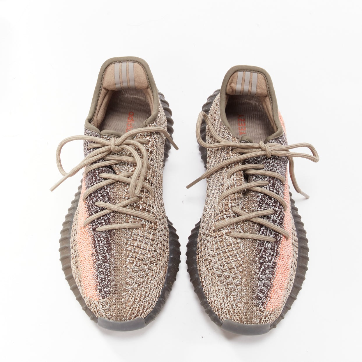 YEEZY Boost 350 V2 Ash Stone orange knit lace up chunky sneakers UK8 EU42