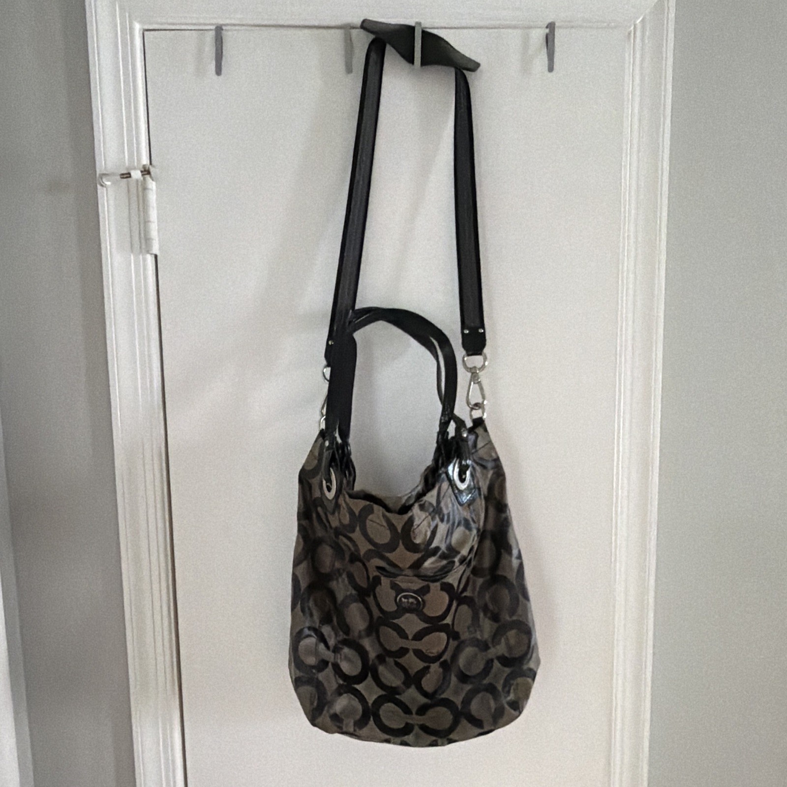 Authentic Coach Op Art sateen canvas tote (style 14252)