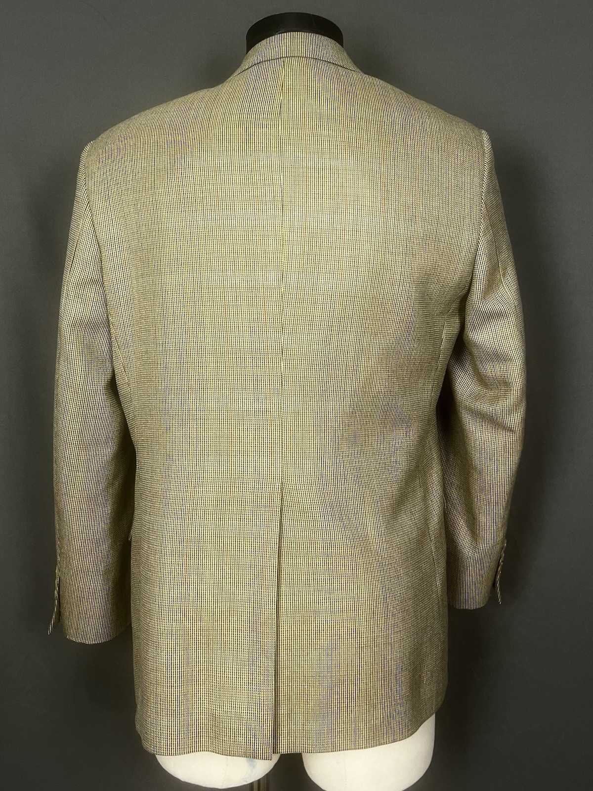 Paul Stuart Samuelsohn Wool Silk Weave Golden Beige Plaid Blazer Sport Coat 46L