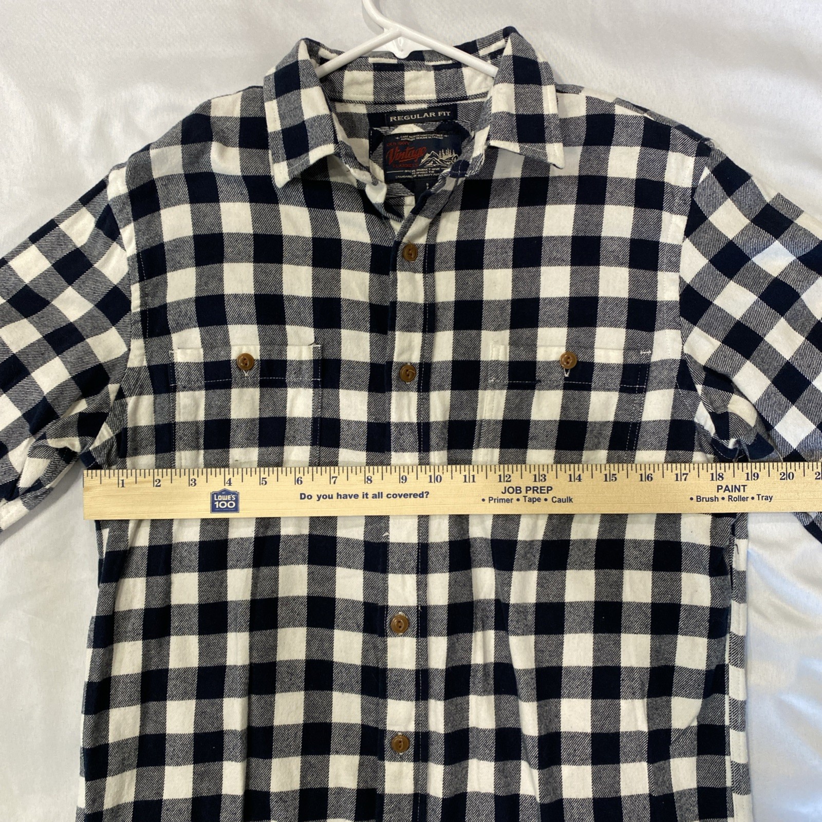 Old Navy Vintage Style Flannel Shirt Small Regular Fit Black White Plaid Gingham