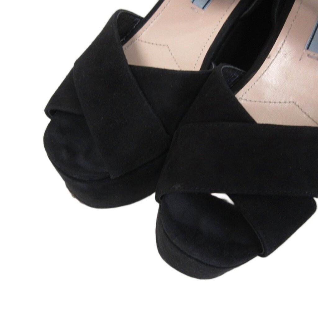 Prada Platform Sandals Suede Black Women’s Size EU35/US5