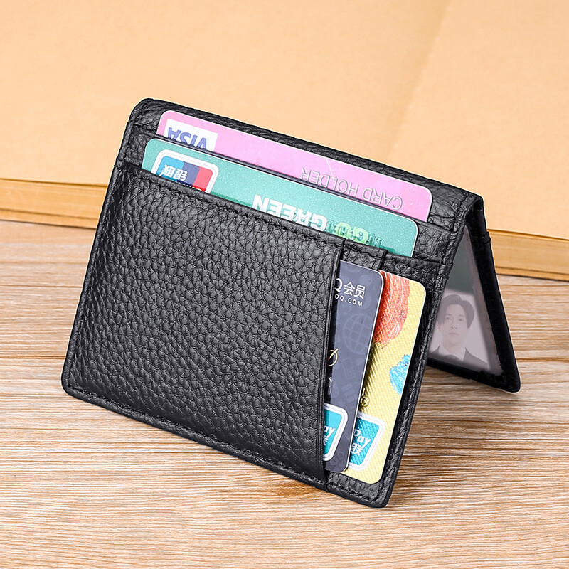 Genuine Leather Wallet Card Holder Mens Slim Men Credit Debit Card Money Pouch