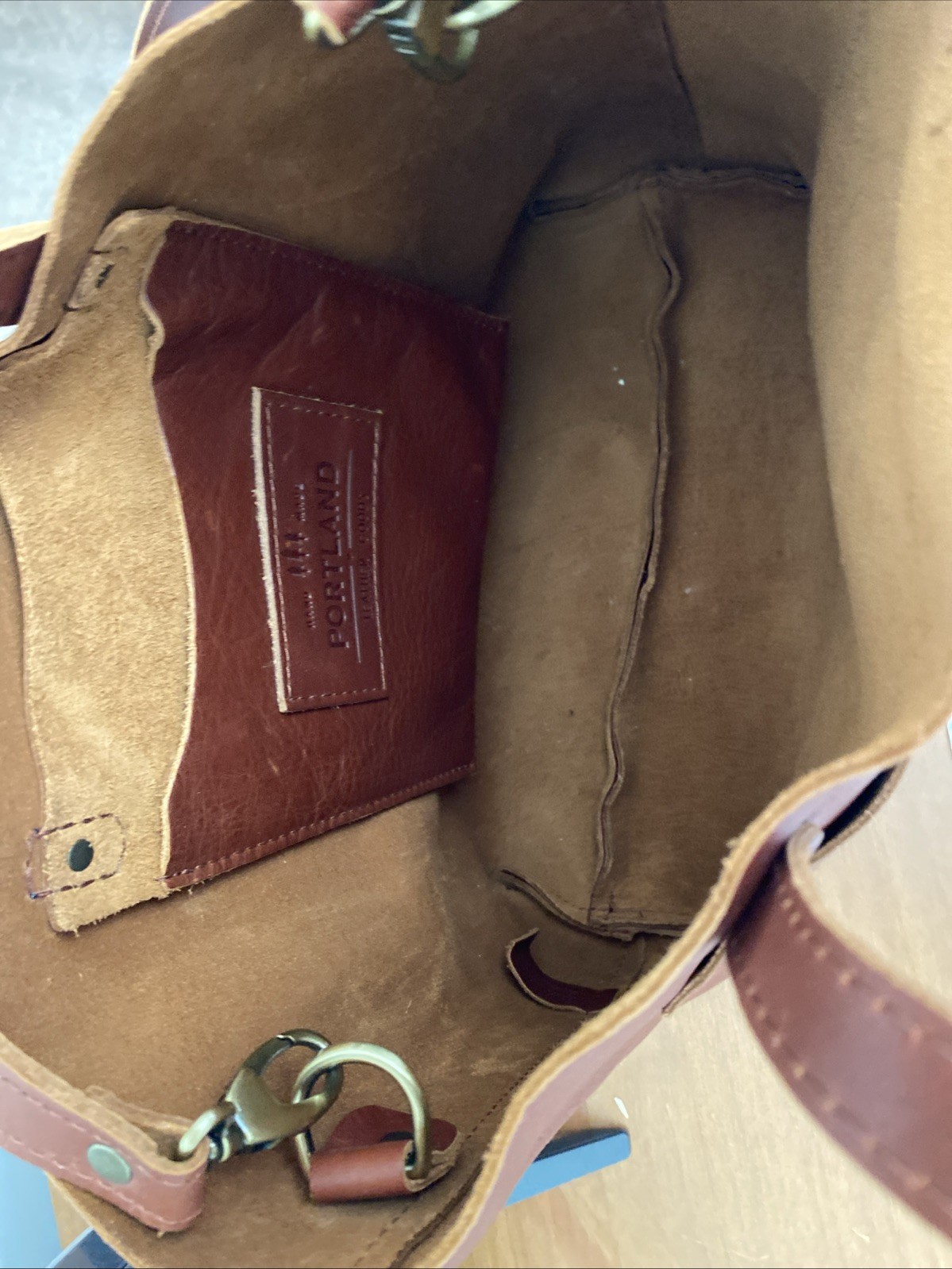 portland leather goods crossbody Medium tote- Cognac