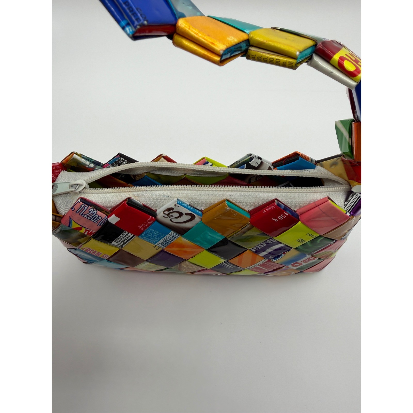 Unique Handmade Recycled Candy Wrapper Handbag Woven Shoulder Bag Spanish