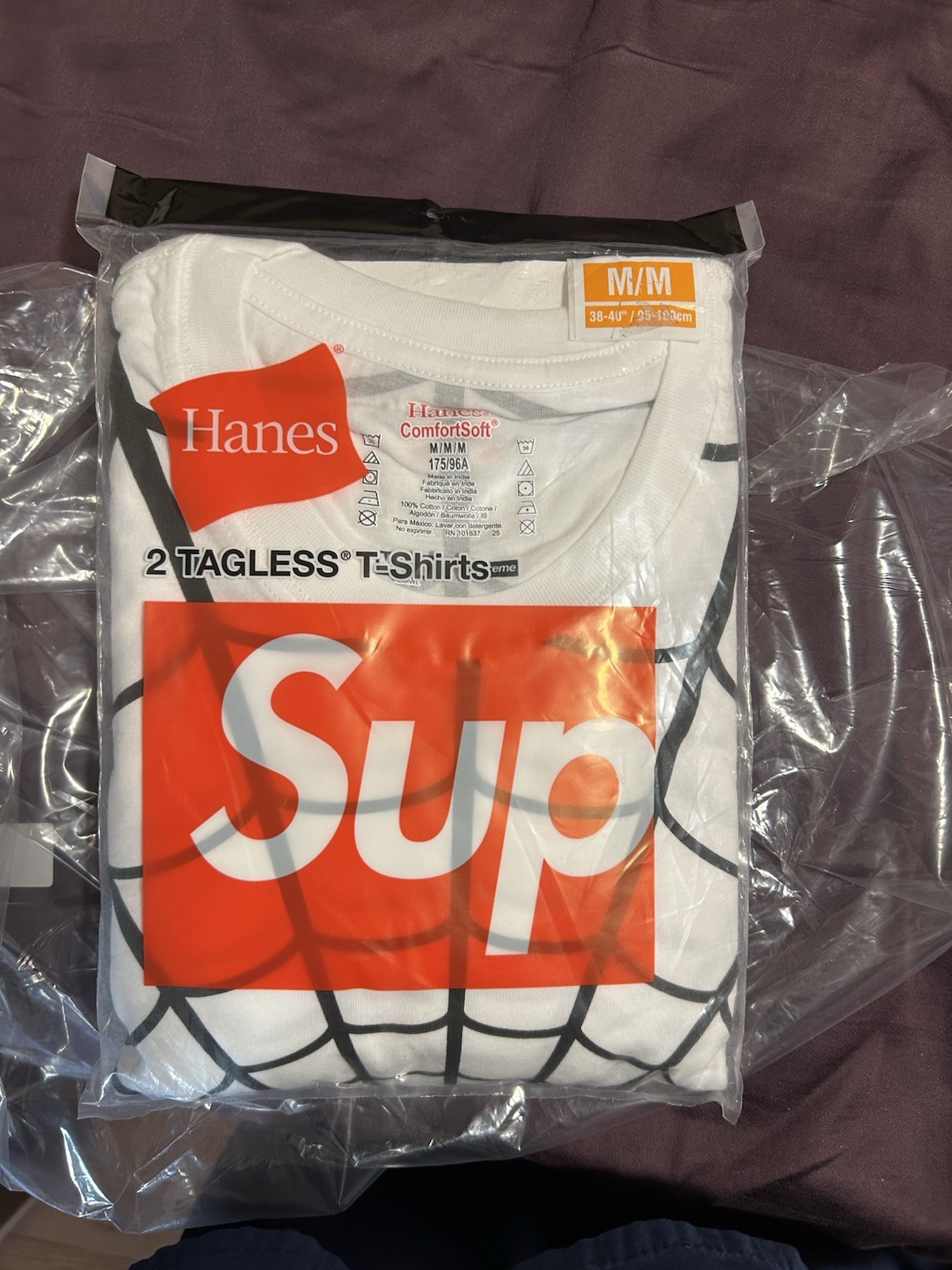 Supreme Hanes TAGLESS Spider-Man Graphic T-Shirt 2-Pack White Mens M