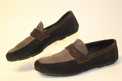 Salvatore Ferragamo Wide 10.5 2E Multi Suede Penny Loafers Itali Made Shoes