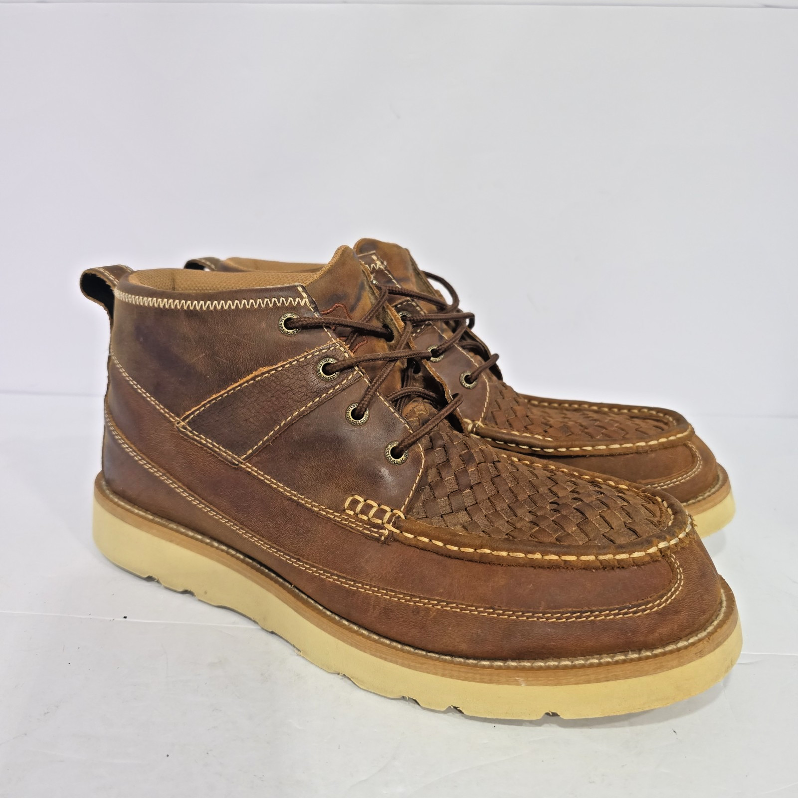 Twisted X Men’s 10 M Basket Weave Moc Toe Wedge Western Chukka Boots MCA0032