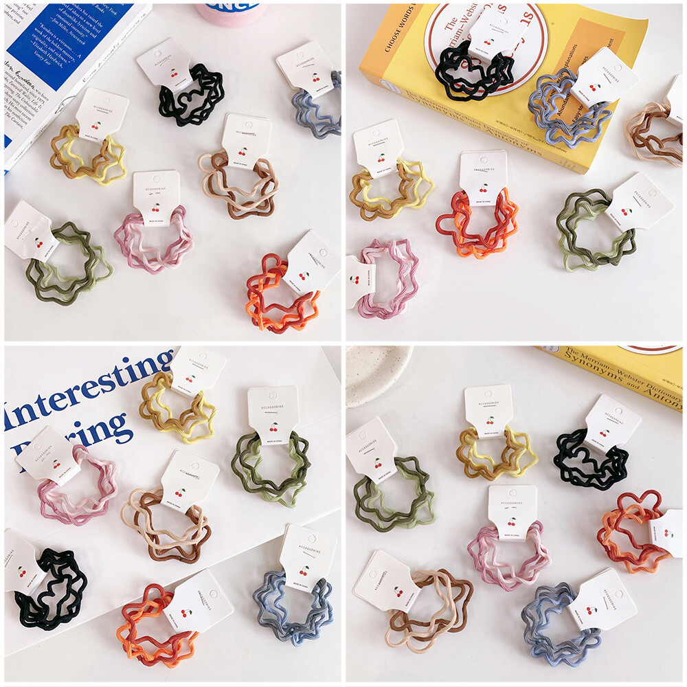 4PCS/SET Fashion High Elastic Wavy Hair Rope Rubber Band Hair Holder Accessories