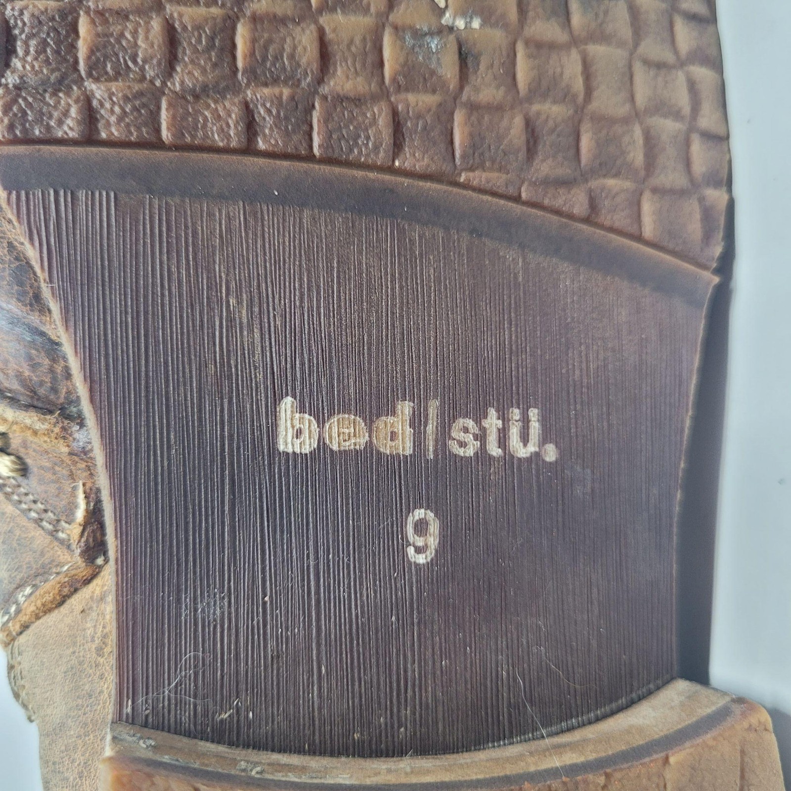 Bed Stu Boots 9 Brown Leather Revolution Ankle Zip Square Toe Distressed Rugged