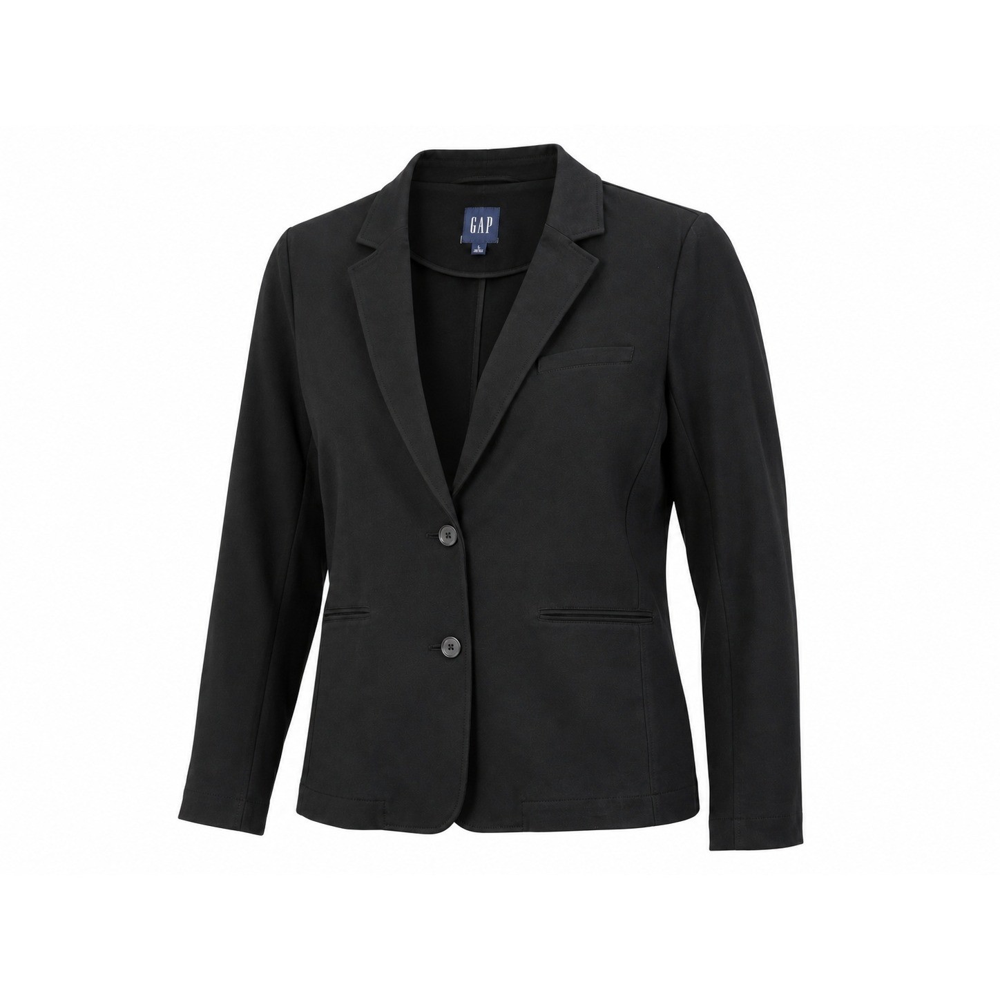 GAP Womens Black Two-Button Stretch Knit Blazer Jacket Size Large L Solid