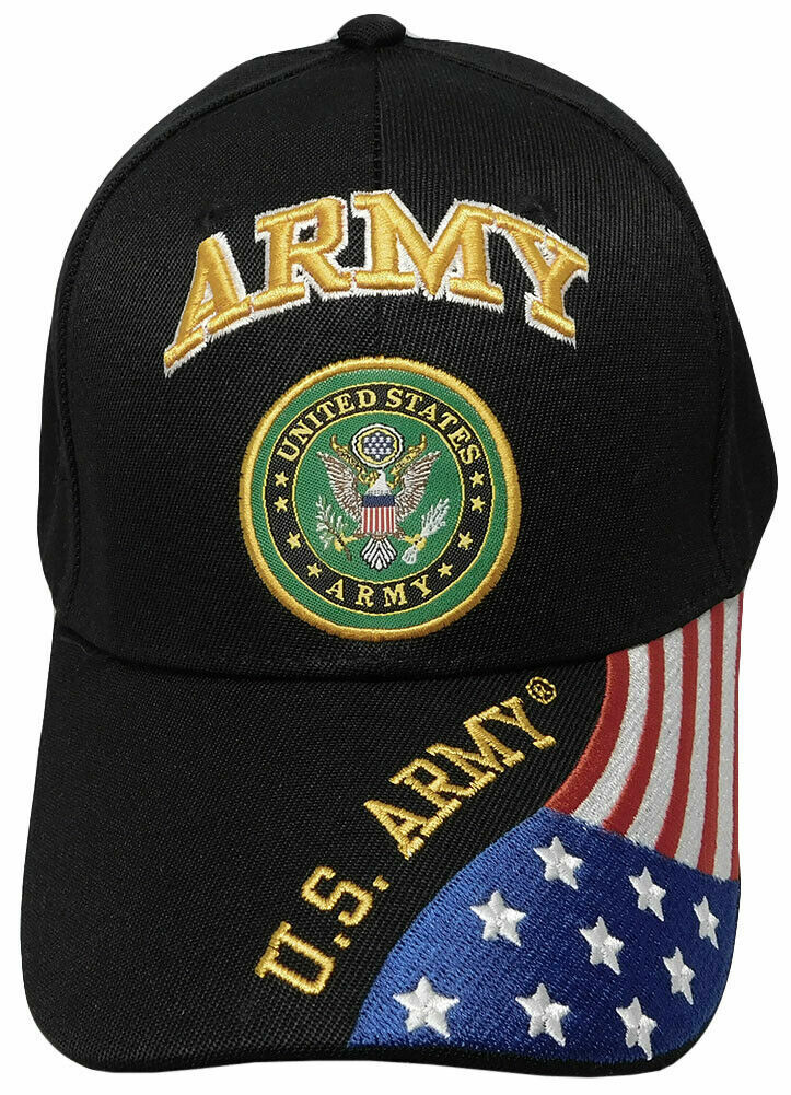 U.S. Army Cap Baseball Caps Licensed Veteran Military BLACK Hat CAP