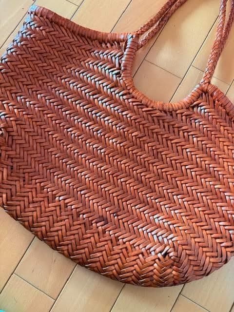Dragon Diffusion Leather Mesh Totebag Nantucket Basket Handbag Brown Excellent