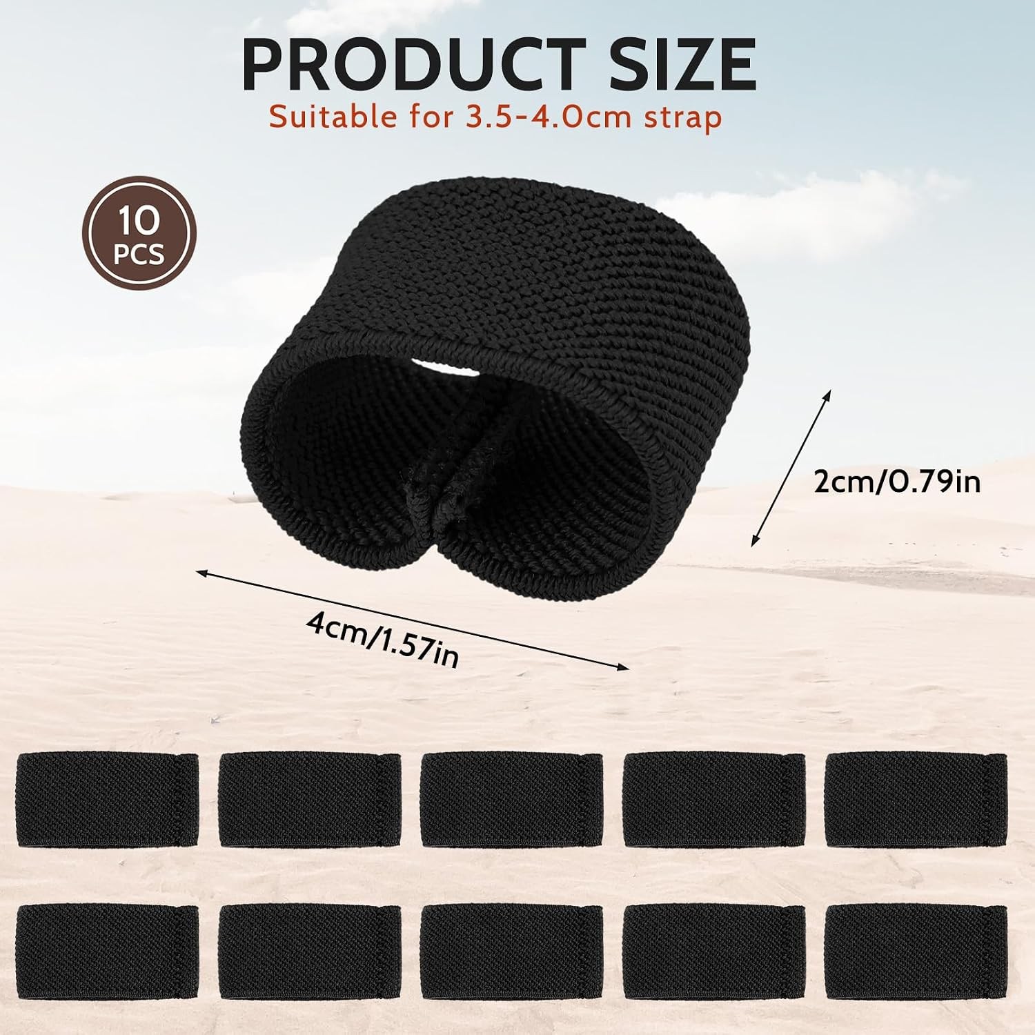10 Pack Elastic Belt Keeper Strap, Nylon Canvas Web Belt Elastic Loop Keeper for